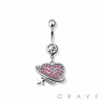 Heart orbit navel belly bar