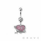 Heart orbit navel belly bar