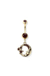 Purple star and moon navel belly bar