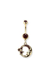 Purple star and moon navel belly bar