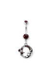 Purple star and moon navel belly bar