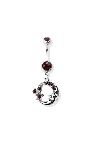 Purple star and moon navel belly bar