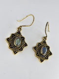 Labradorite Flower large drop earrings