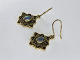 Labradorite Flower large drop earrings