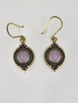 Rose Quartz Moon large drop earrings