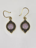 Rose Quartz Moon large drop earrings