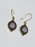 Rose Quartz Moon large drop earrings
