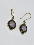 Rose Quartz Moon large drop earrings
