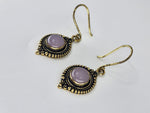 Rose Quartz Moon large drop earrings