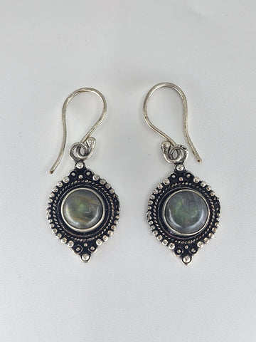 Labradorite Moon large drop earrings