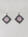 Rose Quartz Diamond large drop earrings