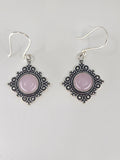 Rose Quartz Diamond large drop earrings