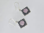 Rose Quartz Diamond large drop earrings
