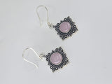Rose Quartz Diamond large drop earrings