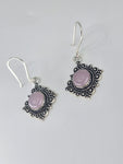 Rose Quartz Diamond large drop earrings