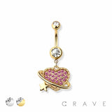 Heart orbit navel belly bar