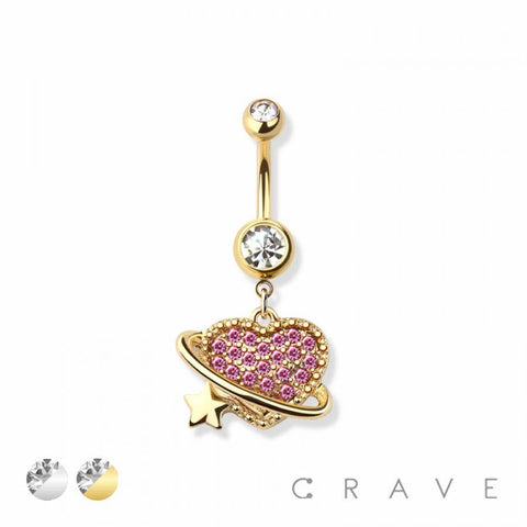 Heart orbit navel belly bar