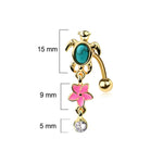 Plumeria turtle navel belly bar