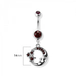 Purple star and moon navel belly bar