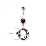 Purple star and moon navel belly bar