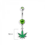 Glittered marijuana navel belly bar