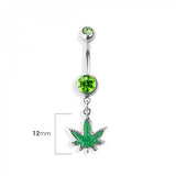 Glittered marijuana navel belly bar