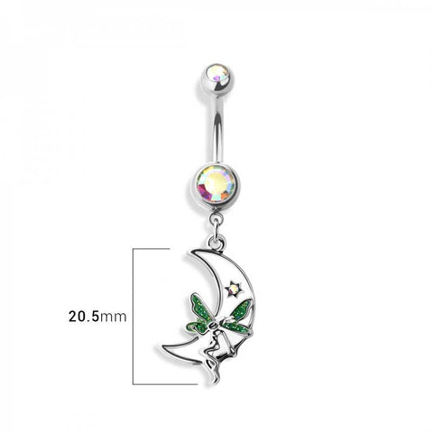 White moon fairy navel belly bar