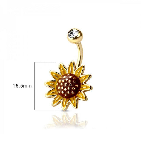 Sunflower navel belly button bar