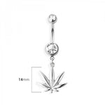 Marijuana leaf navel belly bar
