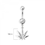 Marijuana leaf navel belly bar