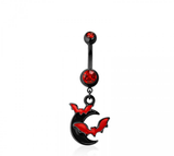 Bat moon navel belly bar