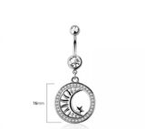 Sun moon navel belly bar
