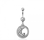 Sun moon navel belly bar