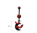 Bat moon navel belly bar