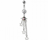 Planet star navel belly bar