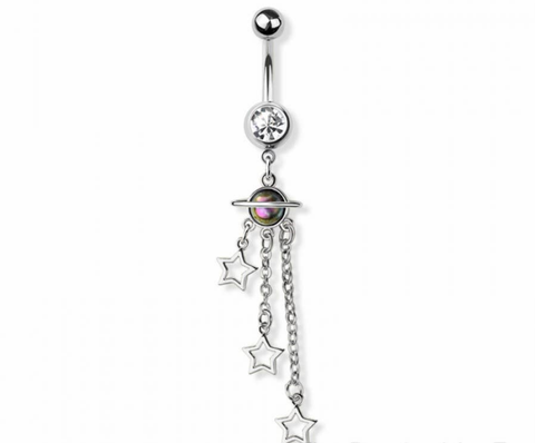 Planet star navel belly bar