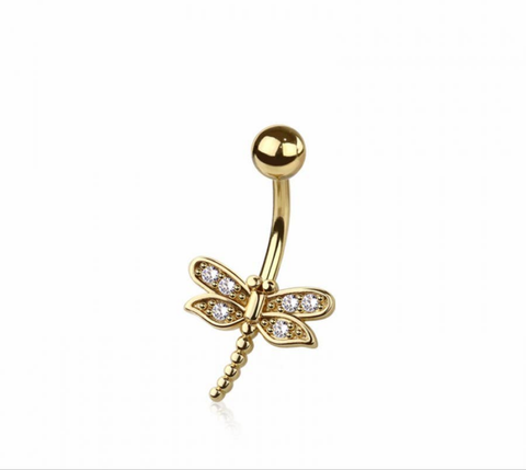 Dragonfly navel belly bar