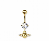 Saturn navel belly bar