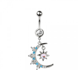 Rising moon sun star navel belly bar