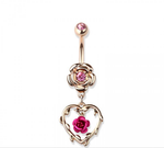Torn heart navel belly bar