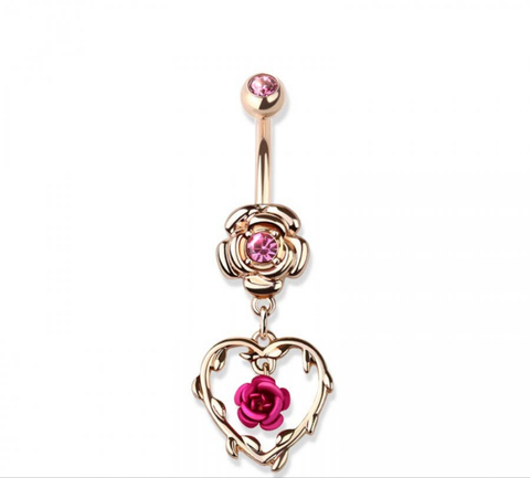 Torn heart navel belly bar