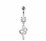 Snake single CZ navel belly bar