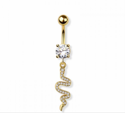 Snake navel belly bar
