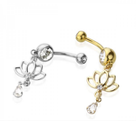 Lotus navel belly bar