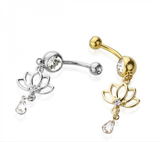 Lotus navel belly bar