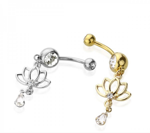 Lotus navel belly bar