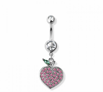 Gem paved peach navel belly bar