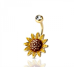Sunflower navel belly button bar