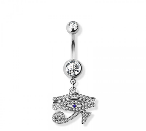 Egyptian eye of horus navel belly bar