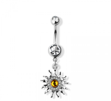 Yellow topaz navel belly bar